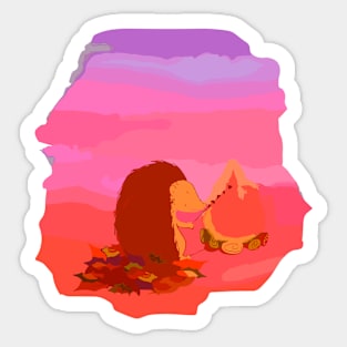 hedgehog and campfire Sticker